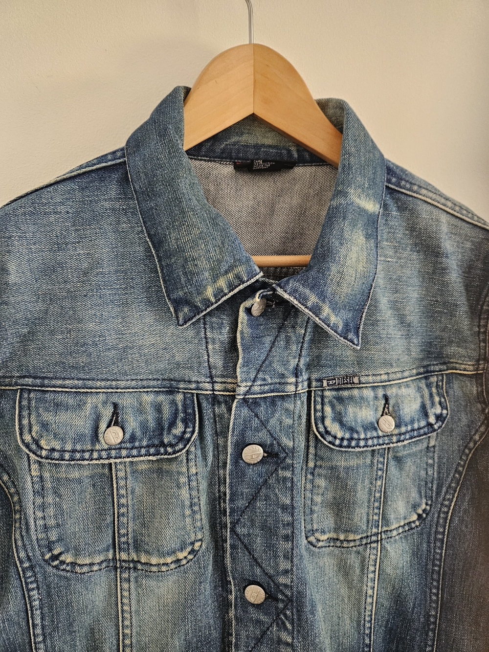 Vintage Diesel Denim Jacket Mens Large Distressed Design Made In Italy Y2K - Picture 2 of 8